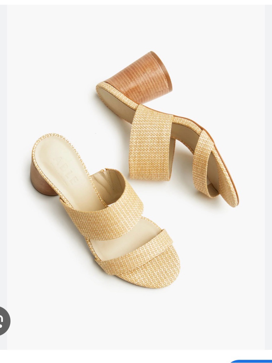 Able - Jones Heel - Woven, Rattan, Straw Beige Slide Sandals With Block Heel
